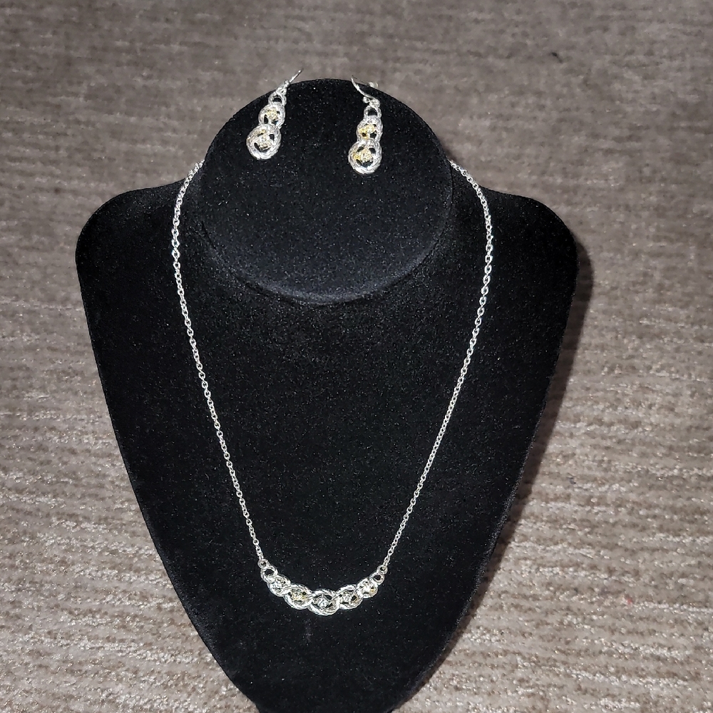 Elegant Silver Tone Necklace and Earring Set